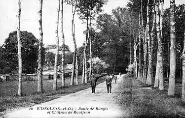 La route de Montjean avec le château de Montjean en arrière-plan.