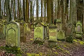 Autre vue du cimetière juif de Waibstadt, une partie où les tombes datent du XIXe&nbsp;siècle (2016).