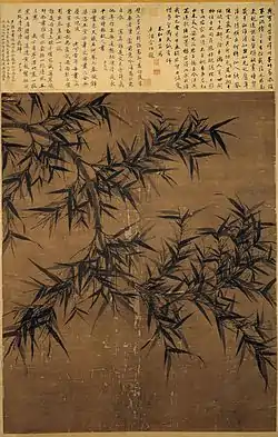 Bambou, Wen Tong (1018-1079), Song du Nord. Rouleau vertical, vers 1072, encre sur soie, 132,6 × 105,4&nbsp;cm, Musée national du palais, Taipei.