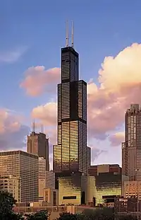 La Willis Tower, plus haut gratte-ciel du monde de 1973 à 1998.