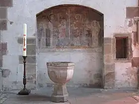 Fresque "Groupe de Saints" (XIVe siècle).