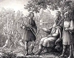 "Yngve Frey bygger Gamla Upsala tempel" (1830) par Hugo Hamilton. Yngvi-Freyr construit le temple d'Uppsala.