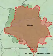 Carte en couleurs localisant deux agglomérations antiques.