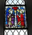 Vitrail du XVe siècle dans le chœur : à gauche, Jean le Baptiste.