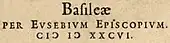 Détail d'un ouvrage où l'éditeur a écrit la date 1586 avec CIↃ (1000), IↃ (500), XXC (80) et VI (6).