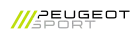Trois traits significatifs de la forme des phares des Peugeot. À droite est inscrit en majuscule « Peugeot Sport ».