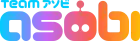 Le texte « Team Asobi » est écrit en blanc de manière stylisée ; la lettre O prend l'apparence d'un robot.