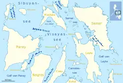 Carte de la mer des Visayas.