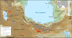 Carte topographique de l'Elbourz.