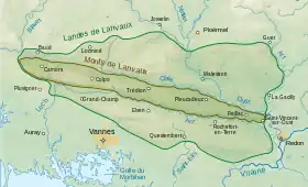 Carte des landes de Lanvaux dans le Morbihan.