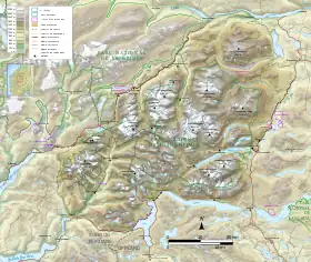 Carte topographique de Jotunheimen.