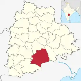 Localisation de District de Nalgondaనల్గొండ జిల్లా