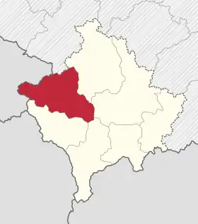 Localisation de District de Pejë/Peć