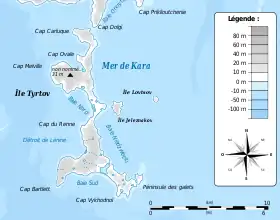 Carte de l'île Tyrtov.