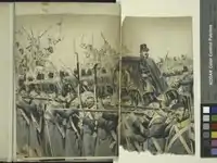 Représentation du 2e&nbsp;régiment d'infanterie pendant une bataille en Algérie.