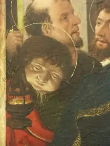 La mort de la Vierge (détail - Saint André soufflant sur les braises de l'encensoir).